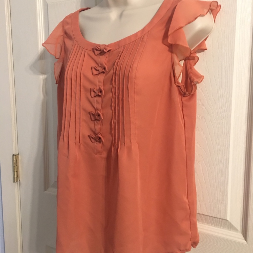 Sheer ruffled sleeve top